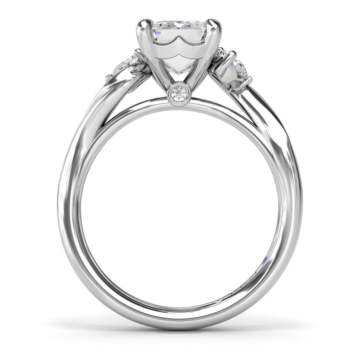 Three-Stone Curved Emerald Cut Engagement Ring