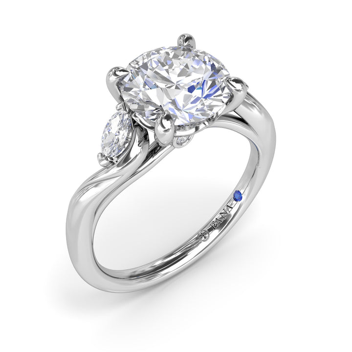 Three-Stone Curved Round Diamond Engagement Ring