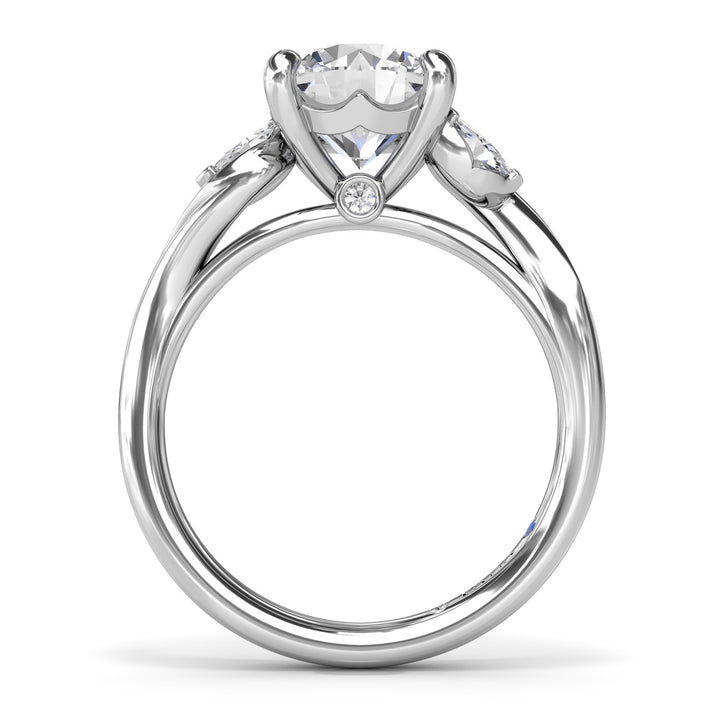 Three-Stone Curved Round Diamond Engagement Ring