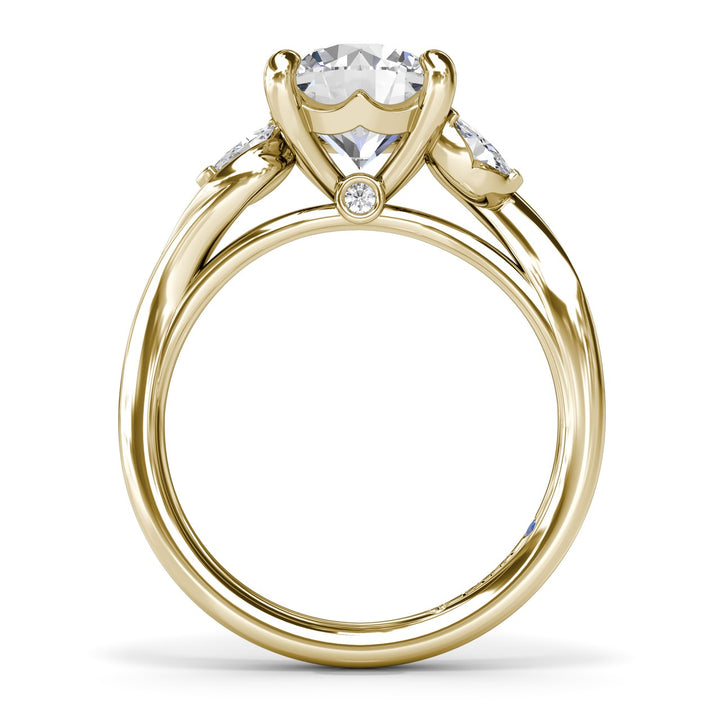 Three-Stone Curved Round Diamond Engagement Ring