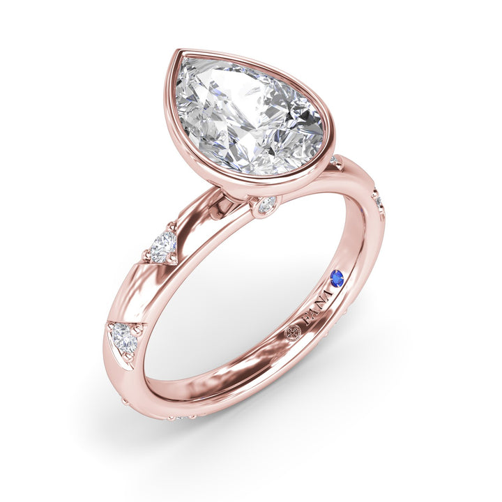 Pear Shaped Bezel Set Diamond Engagement Ring