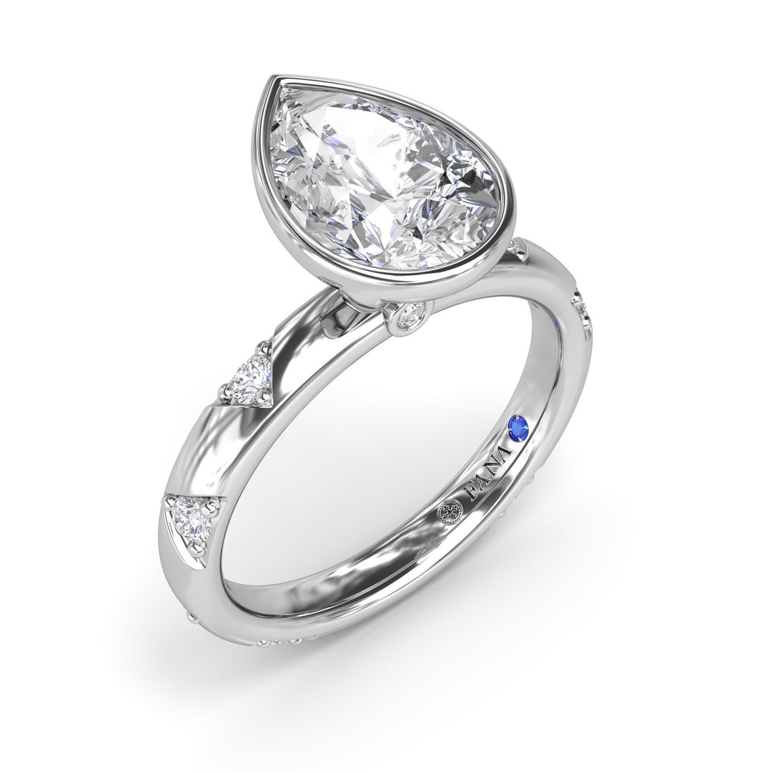 Pear Shaped Bezel Set Diamond Engagement Ring