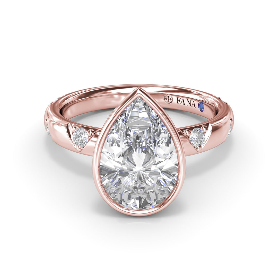 Pear Shaped Bezel Set Diamond Engagement Ring