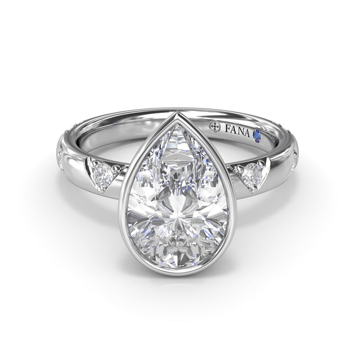Pear Shaped Bezel Set Diamond Engagement Ring