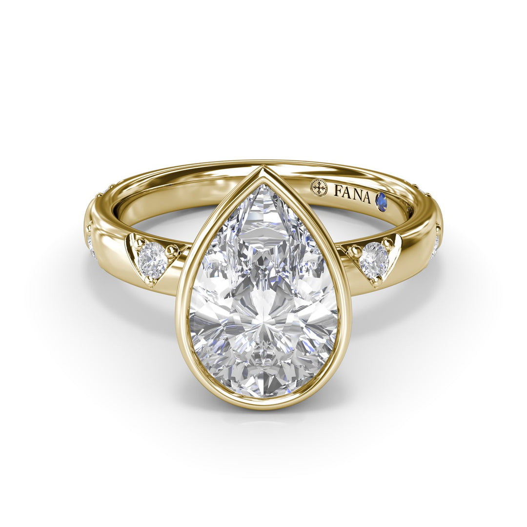Pear Shaped Bezel Set Diamond Engagement Ring