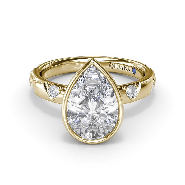 Pear Shaped Bezel Set Diamond Engagement Ring