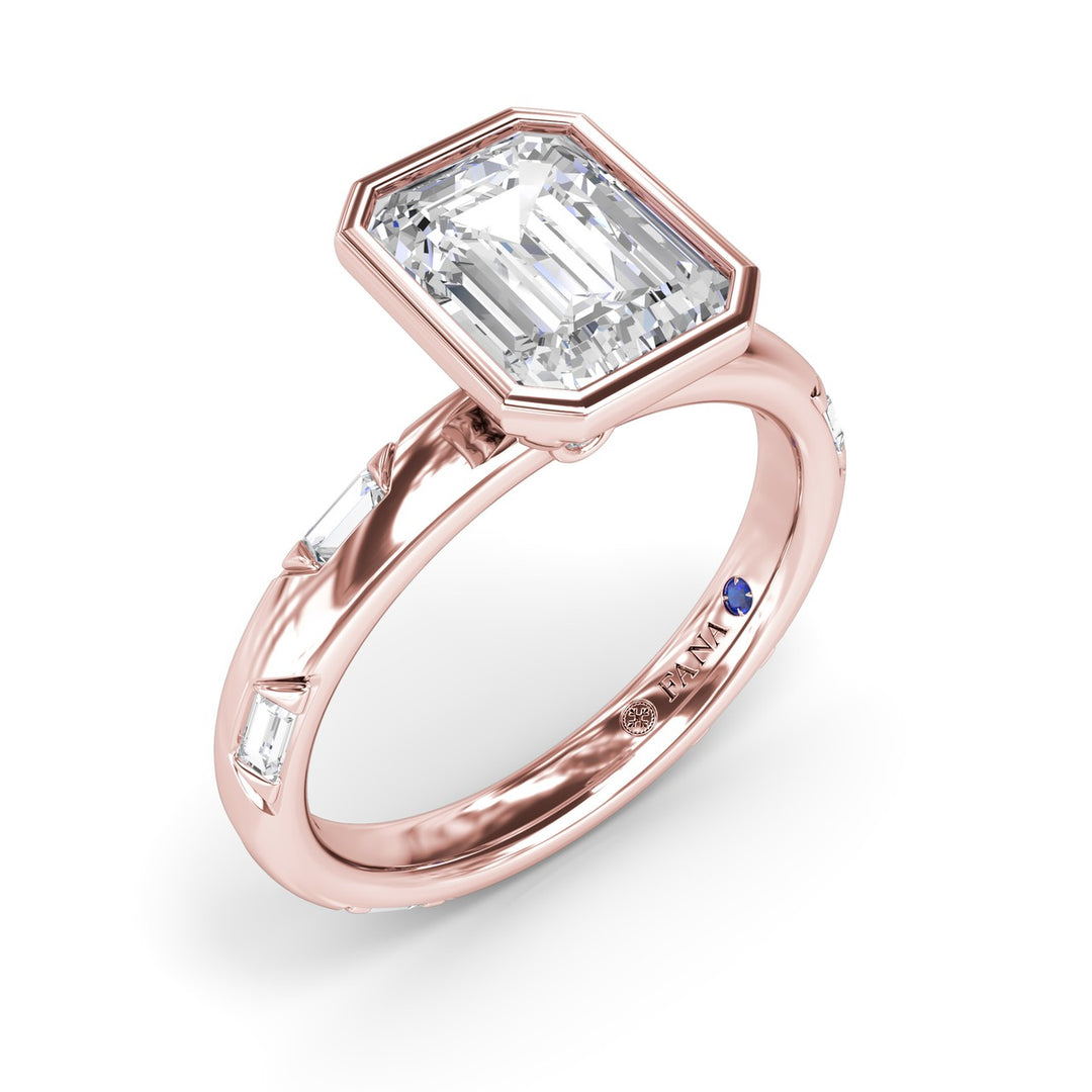 Abstract Emerald Cut Diamond engagement Ring