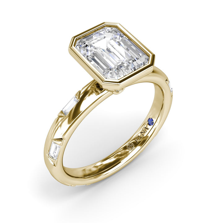 Abstract Emerald Cut Diamond engagement Ring