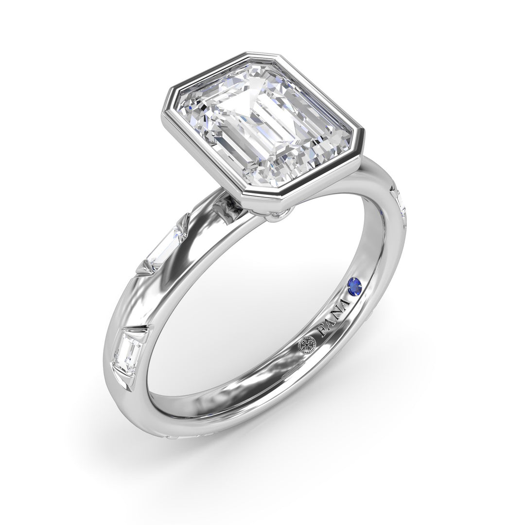 Abstract Emerald Cut Diamond engagement Ring