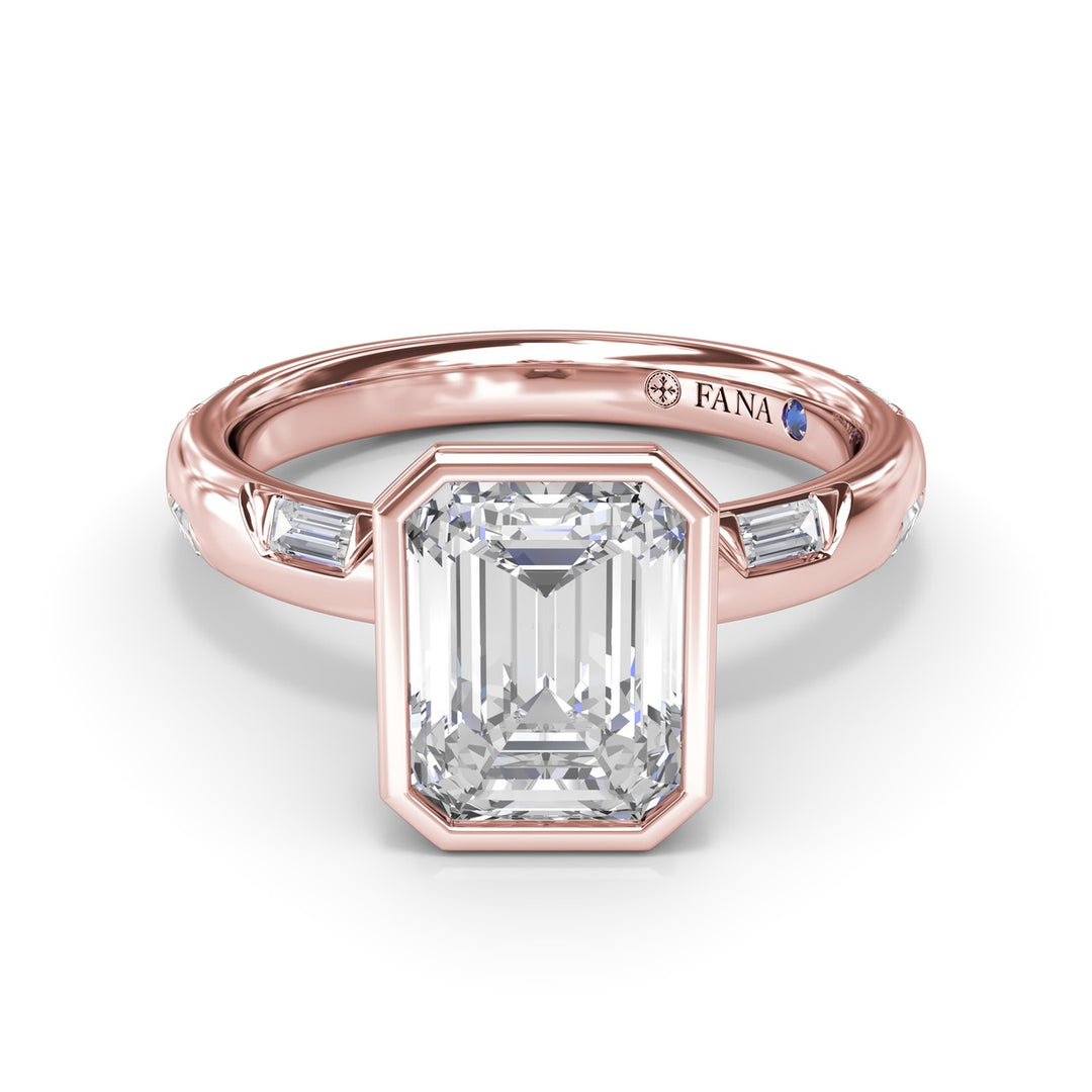 Abstract Emerald Cut Diamond engagement Ring