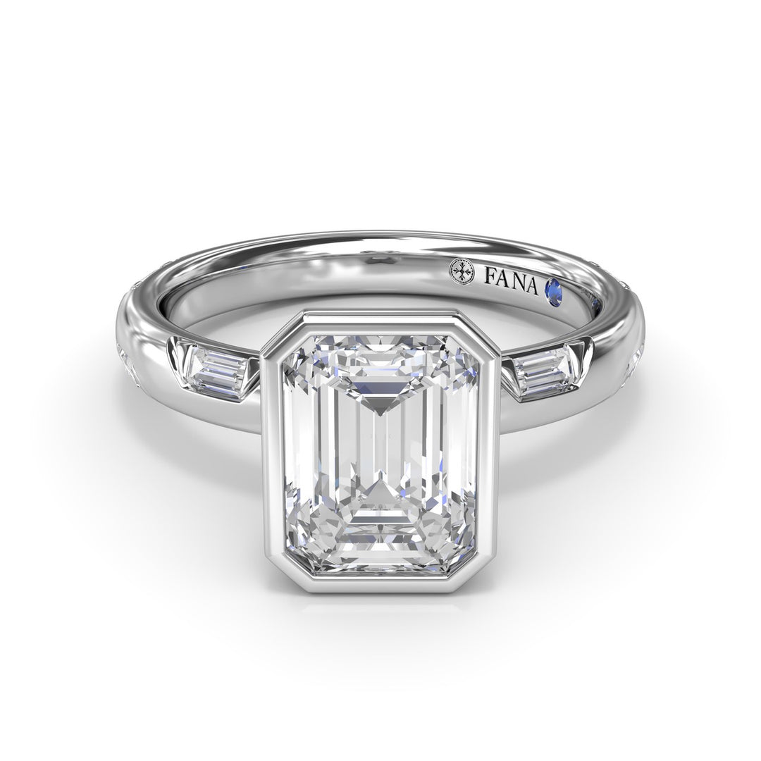Abstract Emerald Cut Diamond engagement Ring