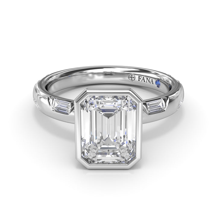 Abstract Emerald Cut Diamond engagement Ring