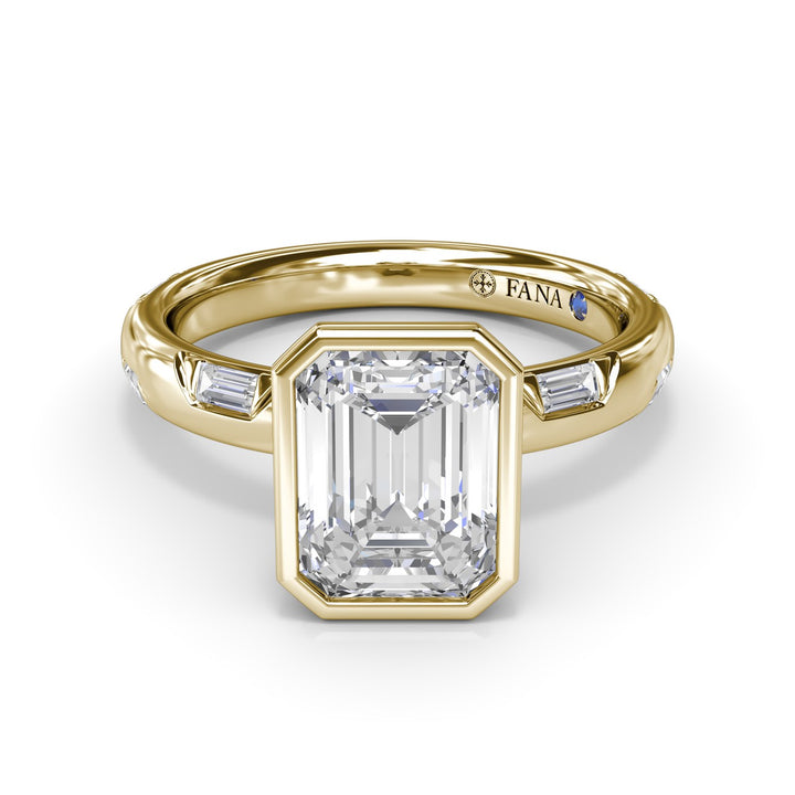 Abstract Emerald Cut Diamond engagement Ring