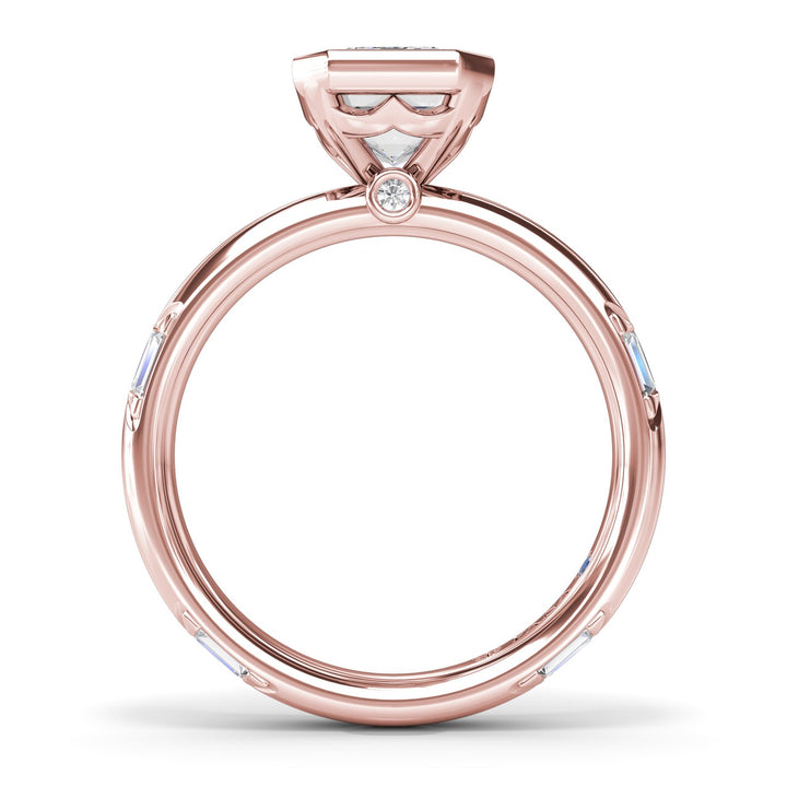 Abstract Emerald Cut Diamond engagement Ring