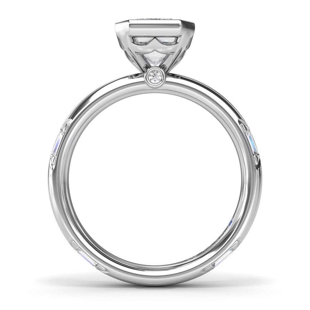 Abstract Emerald Cut Diamond engagement Ring