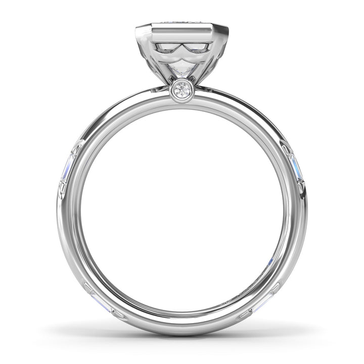 Abstract Emerald Cut Diamond engagement Ring