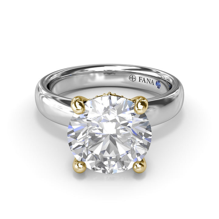 Classic Wide Band Diamond Engagement Ring