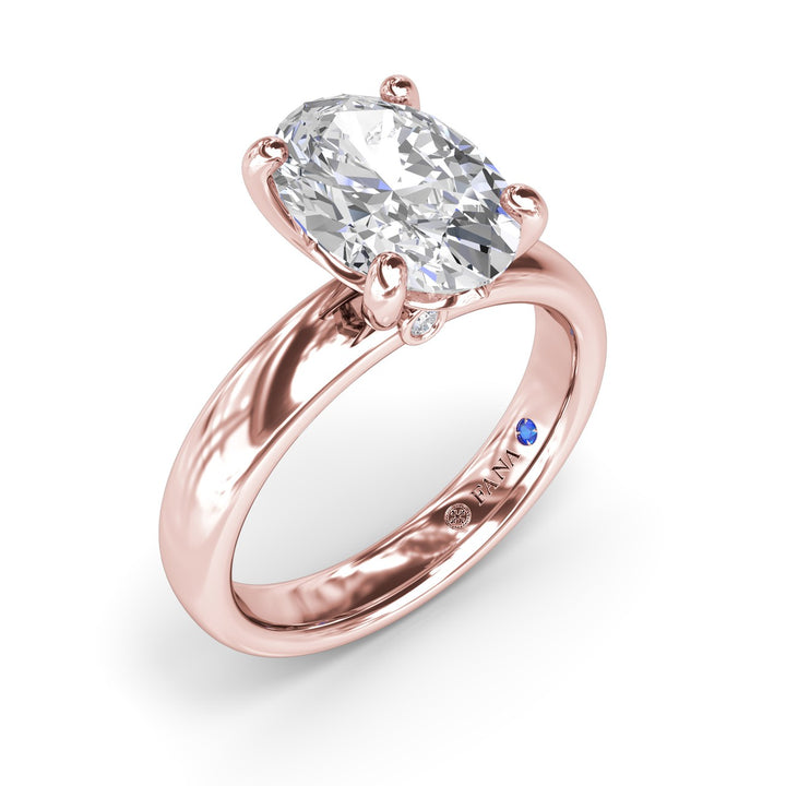 Classic Wide Band Oval Diamond Engagement Ring