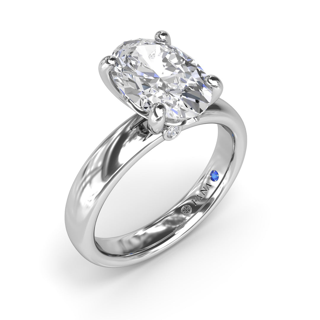 Classic Wide Band Oval Diamond Engagement Ring