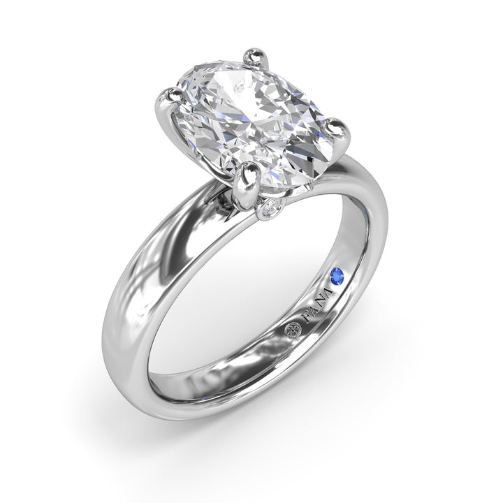 Classic Wide Band Oval Diamond Engagement Ring