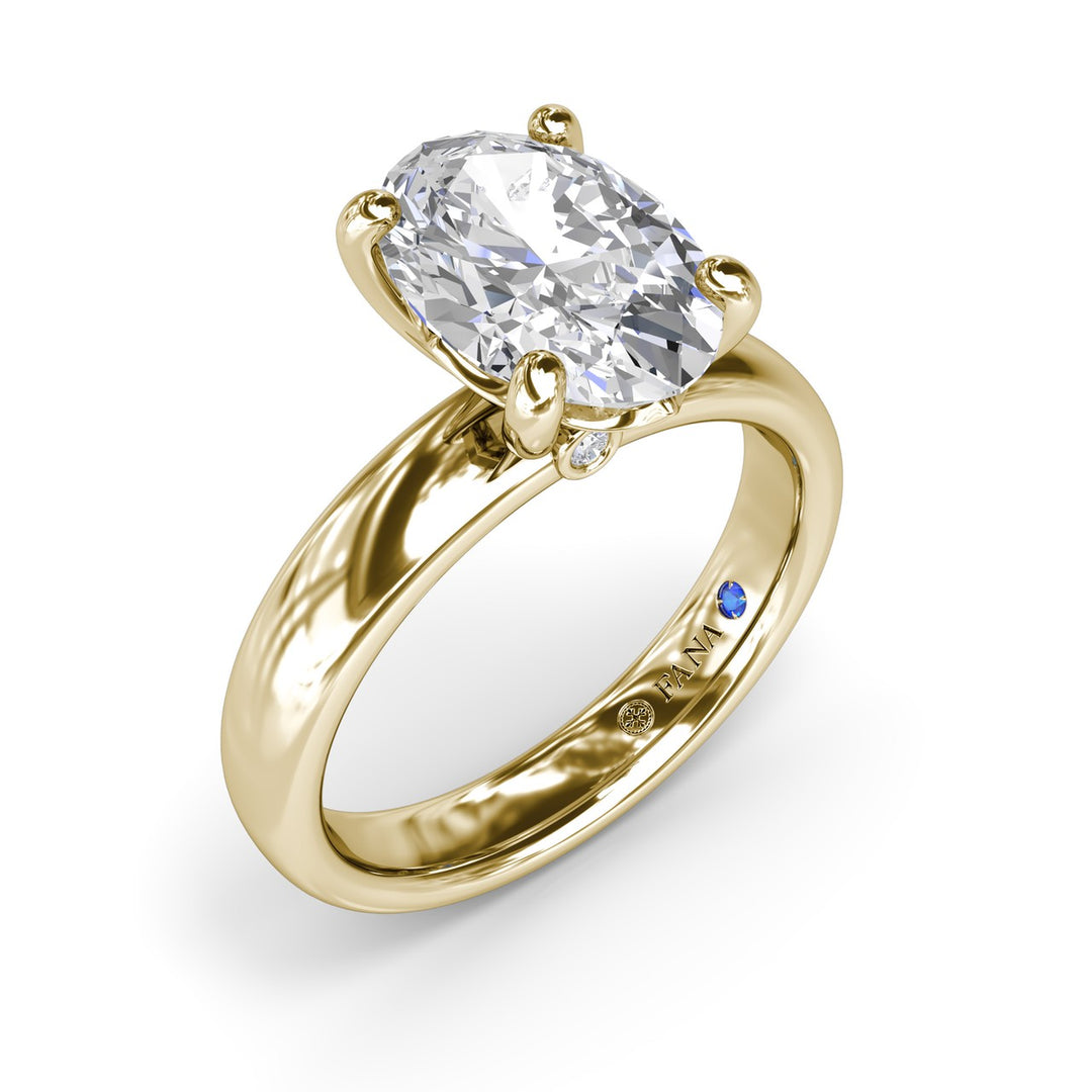 Classic Wide Band Oval Diamond Engagement Ring