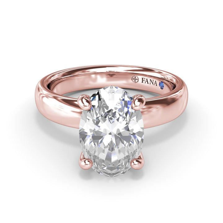 Classic Wide Band Oval Diamond Engagement Ring