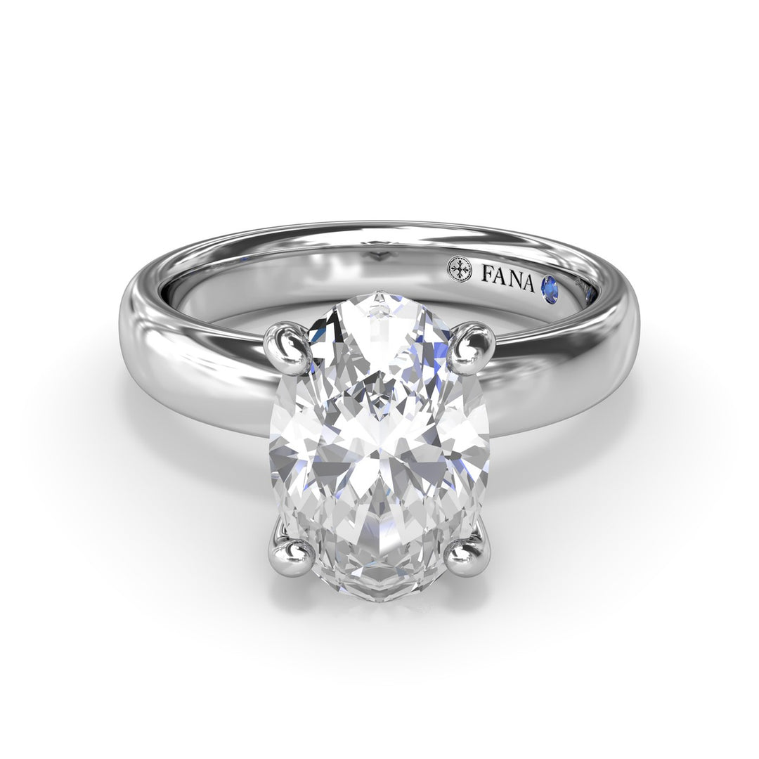 Classic Wide Band Oval Diamond Engagement Ring