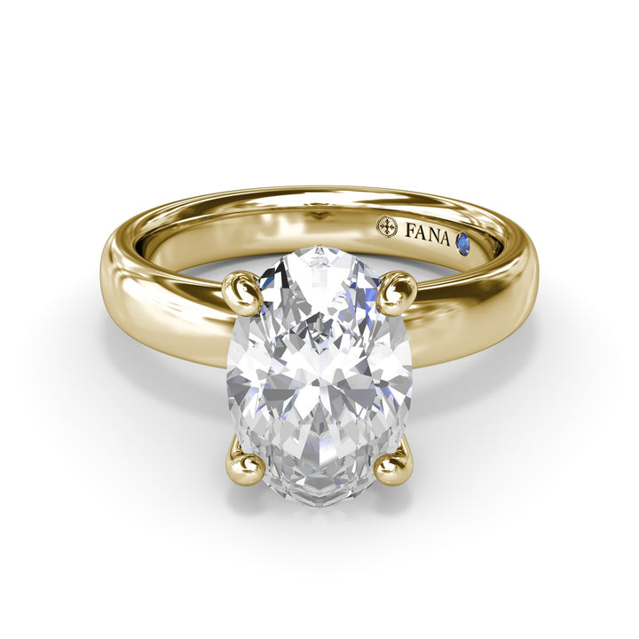Classic Wide Band Oval Diamond Engagement Ring
