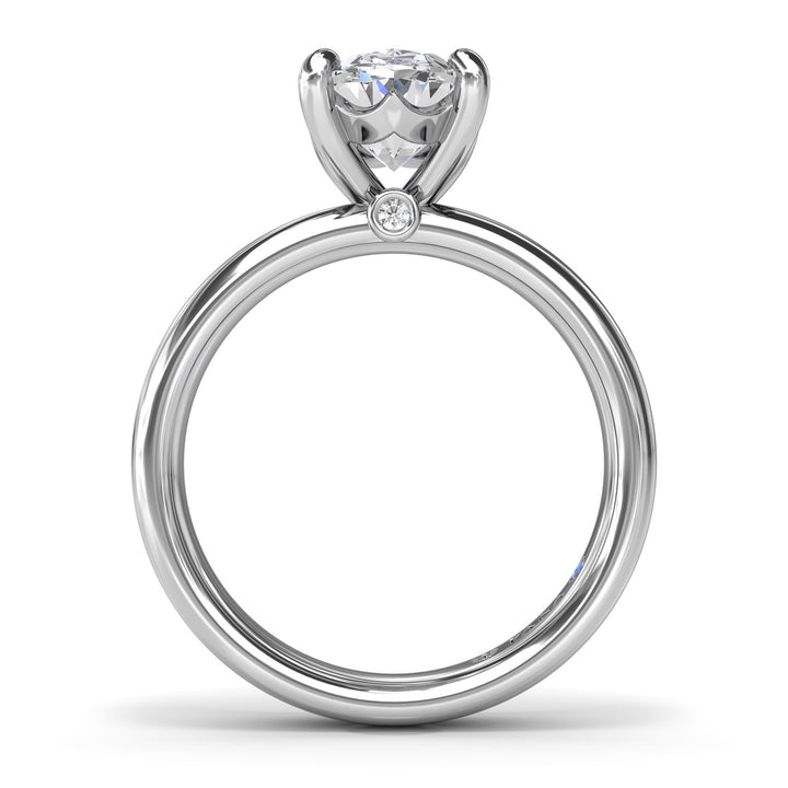 Classic Wide Band Oval Diamond Engagement Ring
