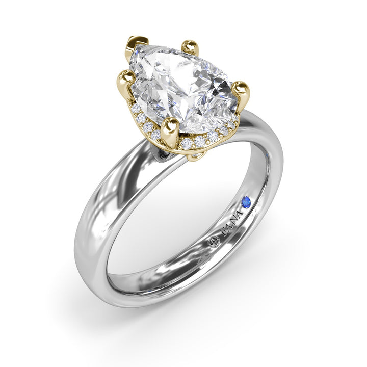Floating Halo Pear Shaped Diamond Engagement Ring