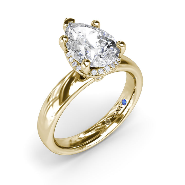 Floating Halo Pear Shaped Diamond Engagement Ring