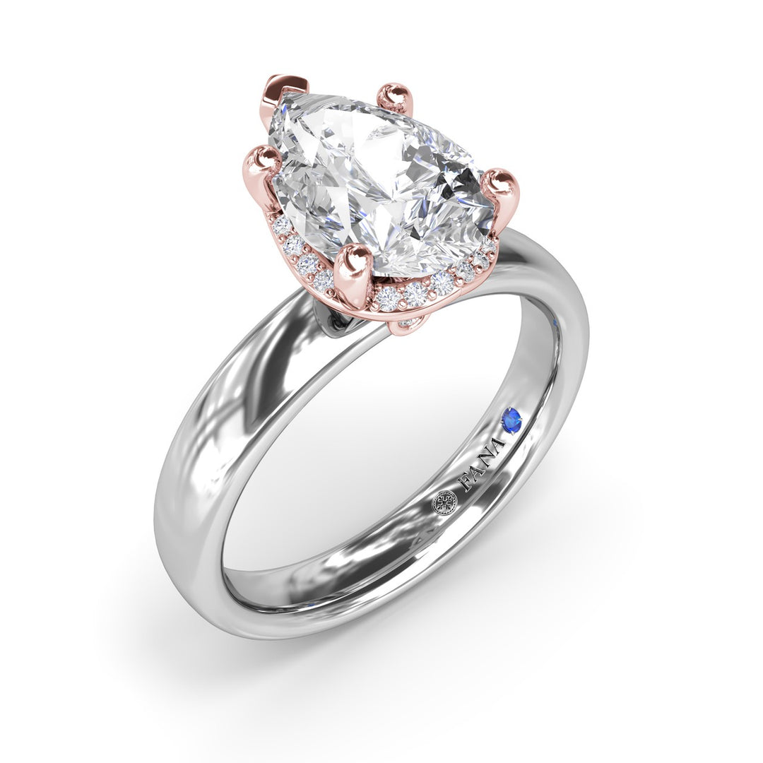 Floating Halo Pear Shaped Diamond Engagement Ring