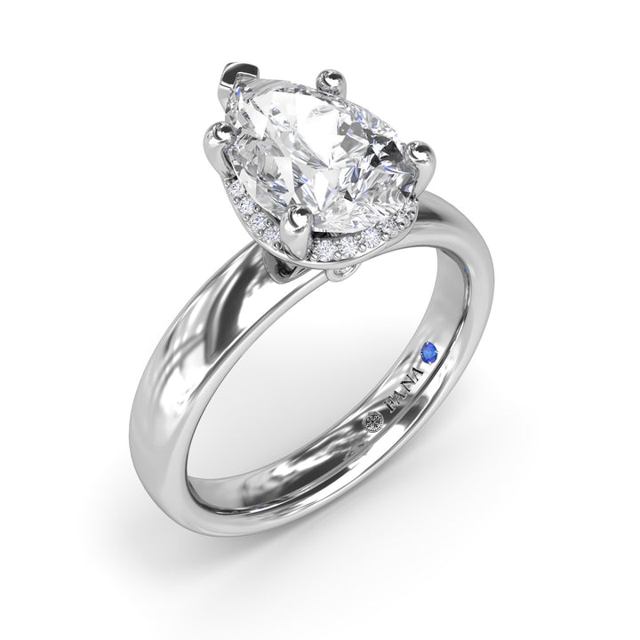 Floating Halo Pear Shaped Diamond Engagement Ring
