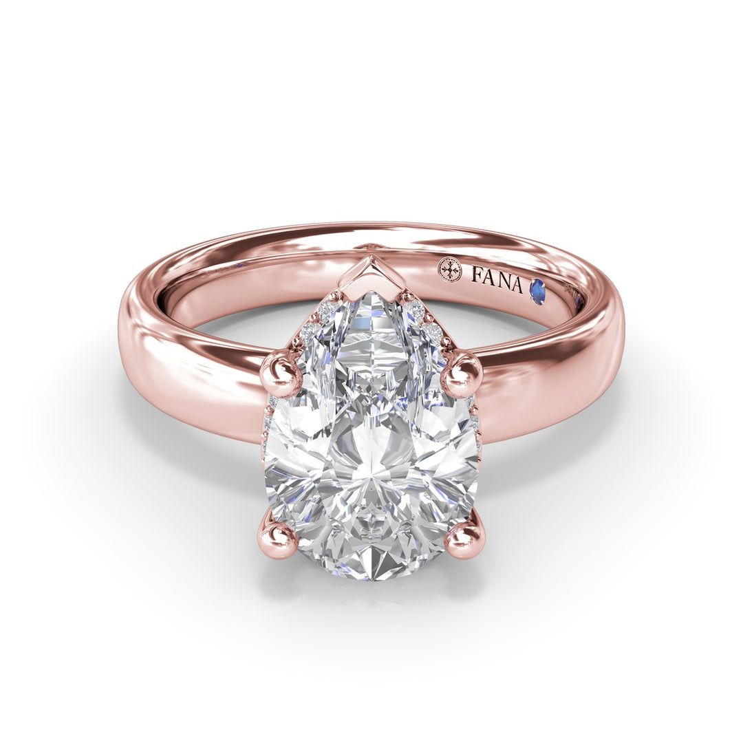 Floating Halo Pear Shaped Diamond Engagement Ring