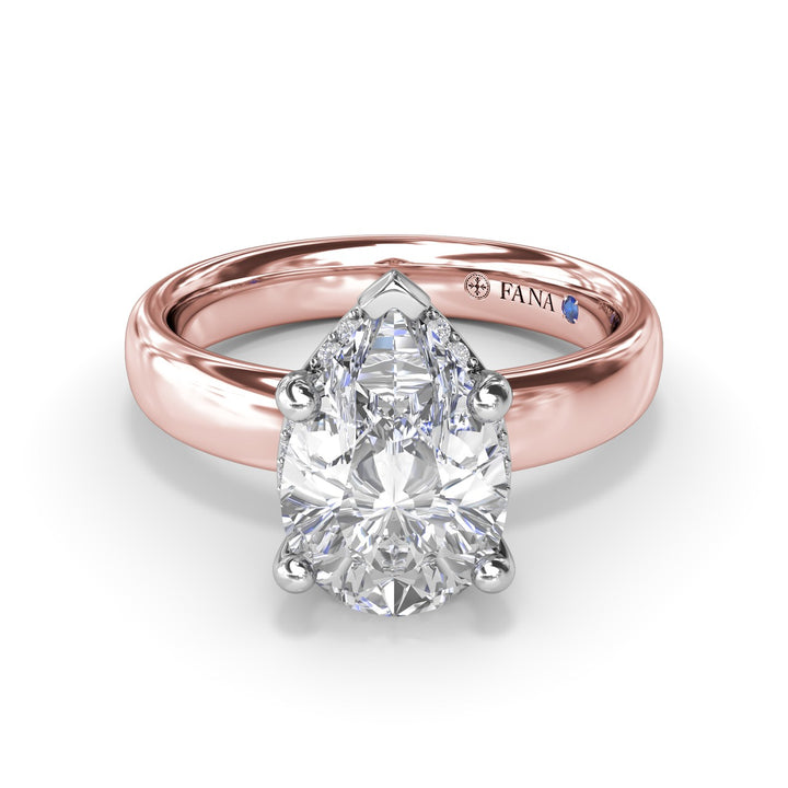 Floating Halo Pear Shaped Diamond Engagement Ring