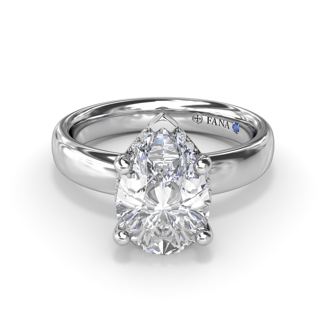 Floating Halo Pear Shaped Diamond Engagement Ring