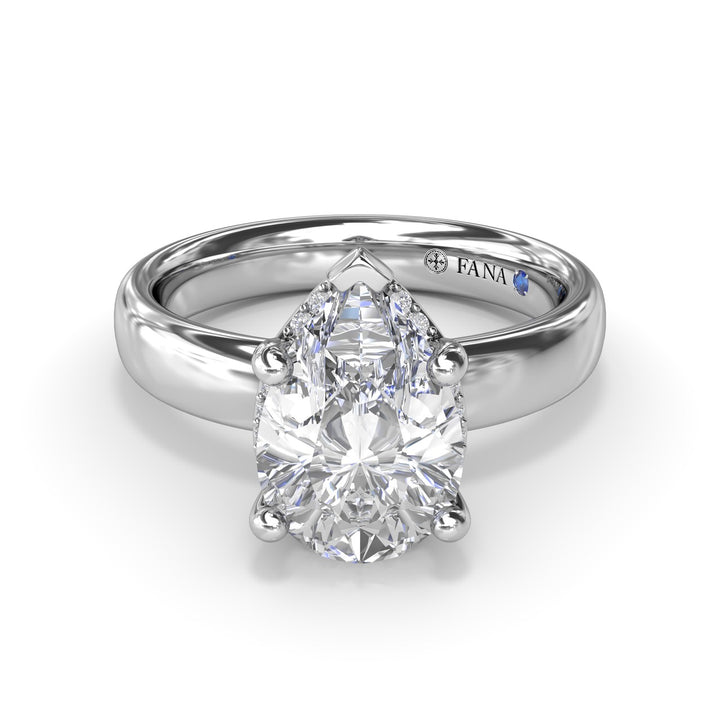 Floating Halo Pear Shaped Diamond Engagement Ring