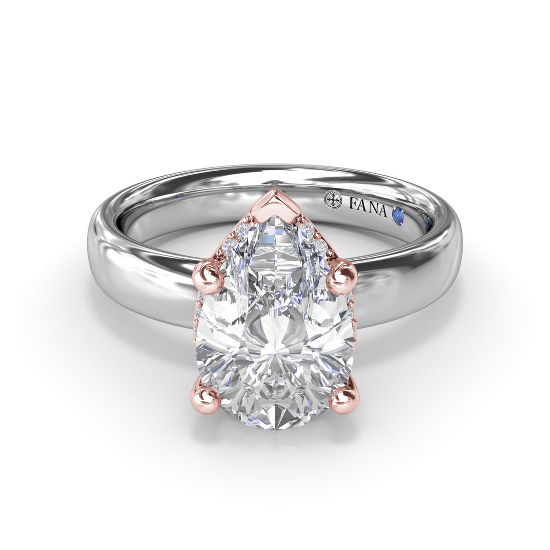 Floating Halo Pear Shaped Diamond Engagement Ring