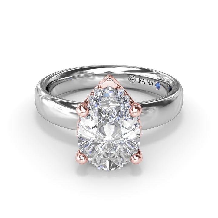 Floating Halo Pear Shaped Diamond Engagement Ring