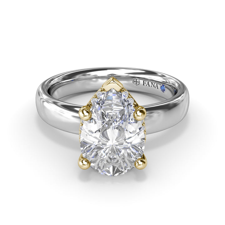 Floating Halo Pear Shaped Diamond Engagement Ring