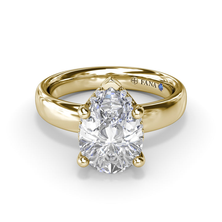 Floating Halo Pear Shaped Diamond Engagement Ring