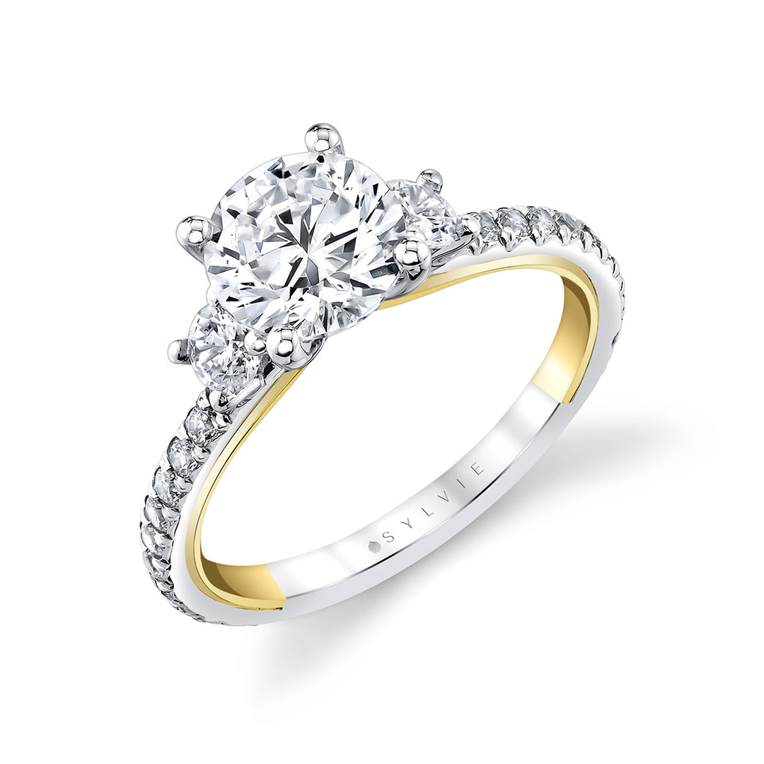 Iconelle Two Tone Three Stone Engagement Ring - Marie