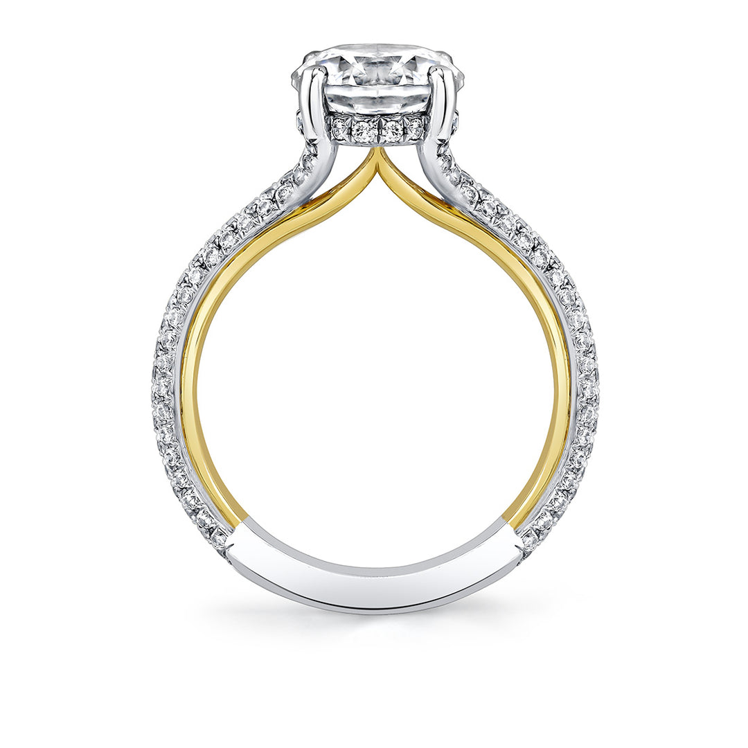 Iconelle Micropave Hidden Halo Two Tone Engagement Ring - Xandra