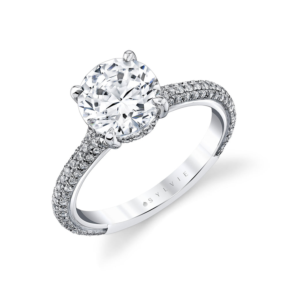 Iconelle Micropave Hidden Halo Two Tone Engagement Ring - Xandra