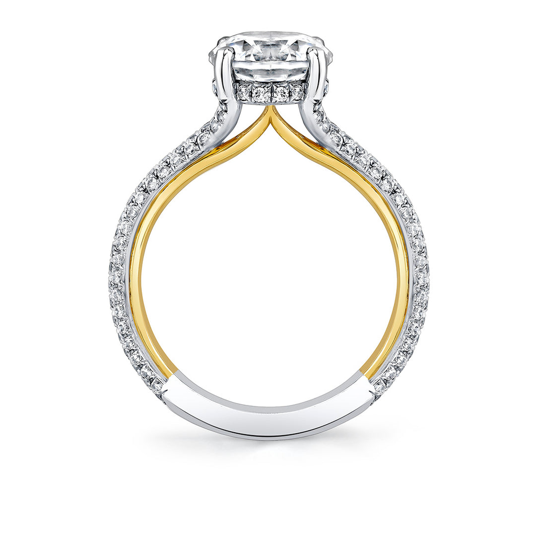 Iconelle Micropave Hidden Halo Two Tone Engagement Ring - Xandra