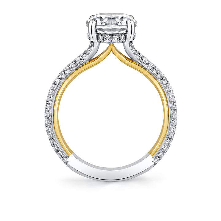 Iconelle Micropave Hidden Halo Two Tone Engagement Ring - Xandra
