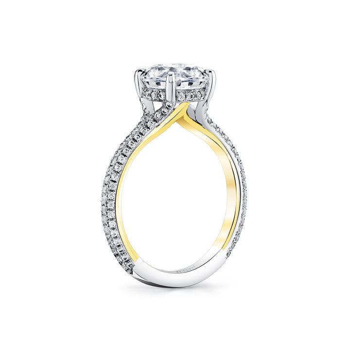 Iconelle Micropave Hidden Halo Two Tone Engagement Ring - Xandra