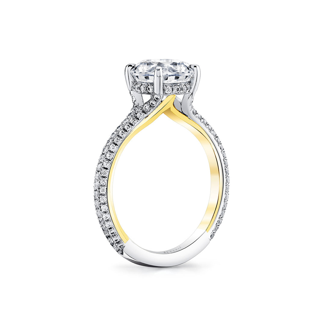 Iconelle Micropave Hidden Halo Two Tone Engagement Ring - Xandra