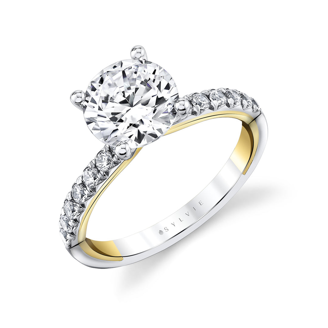 Iconelle Halfway Pinch Two Tone Engagement Ring - Katya