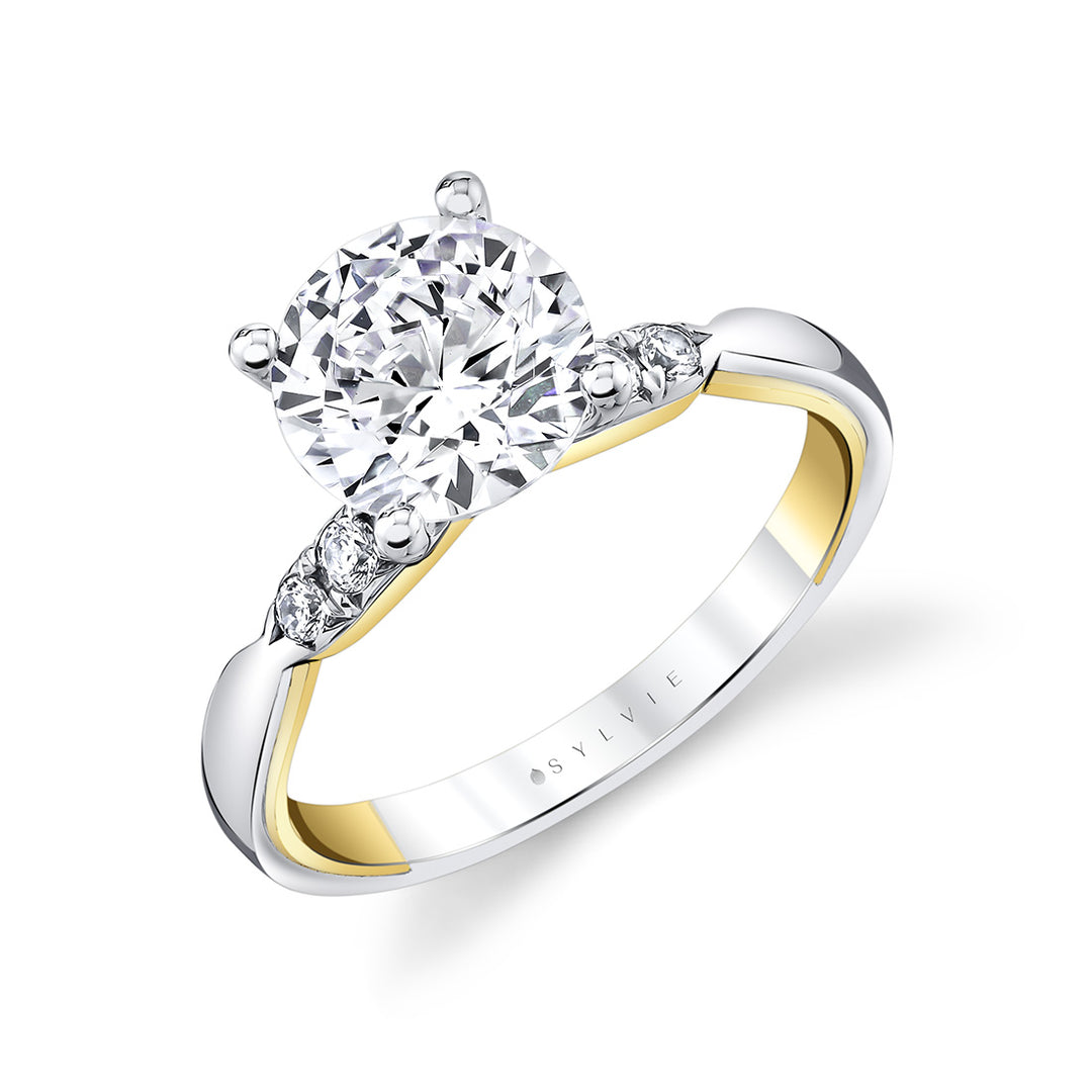 Iconelle Quarterway Pinch Two Tone Engagement Ring - Corinne